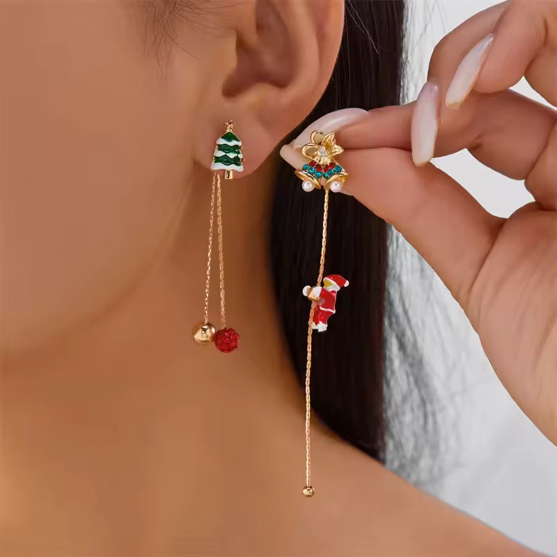 Moving Santa Claus Tassel Dangle Earrings For Women Christmas
