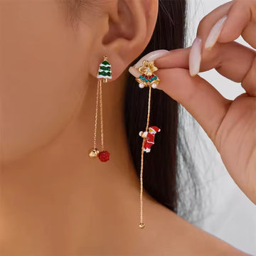 Moving Santa Claus Tassel Dangle Earrings For Women Christmas